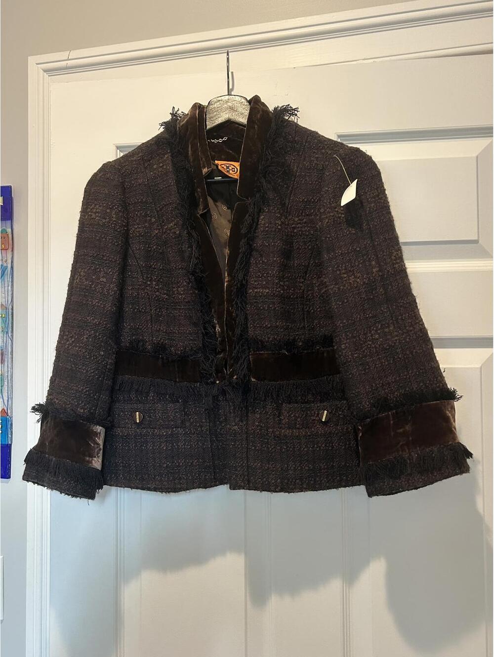 Tory Burch Tweed Jacket with Velvet Accents